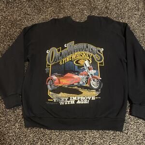 Vintage Harley Davidson Sweatshirt Large Black 1988 Old Harley’s & Fine Whiskey